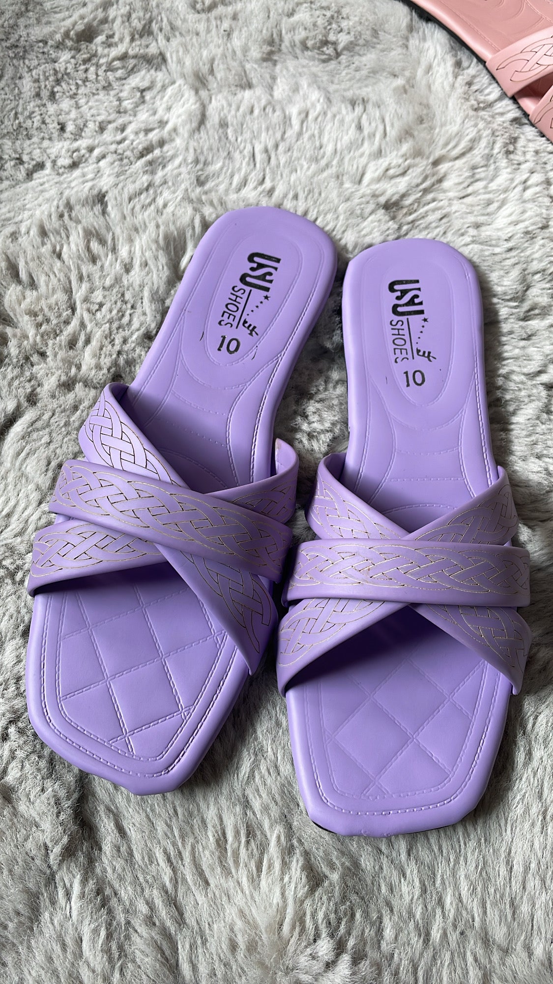 Lavender Cross-Strap Flats