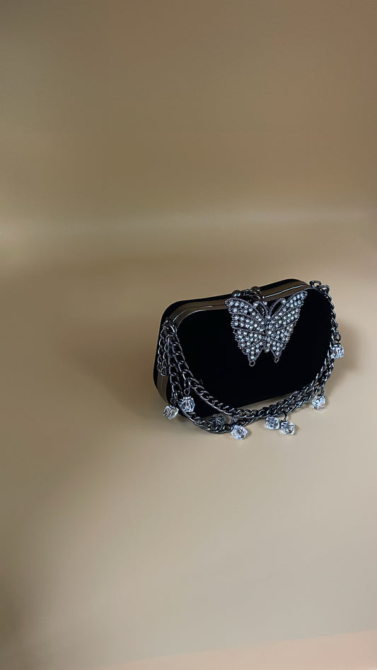 Crystal velvet Wing clutch