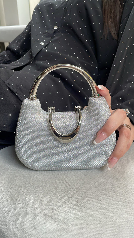 Crystal Glow – Silver  Clutch