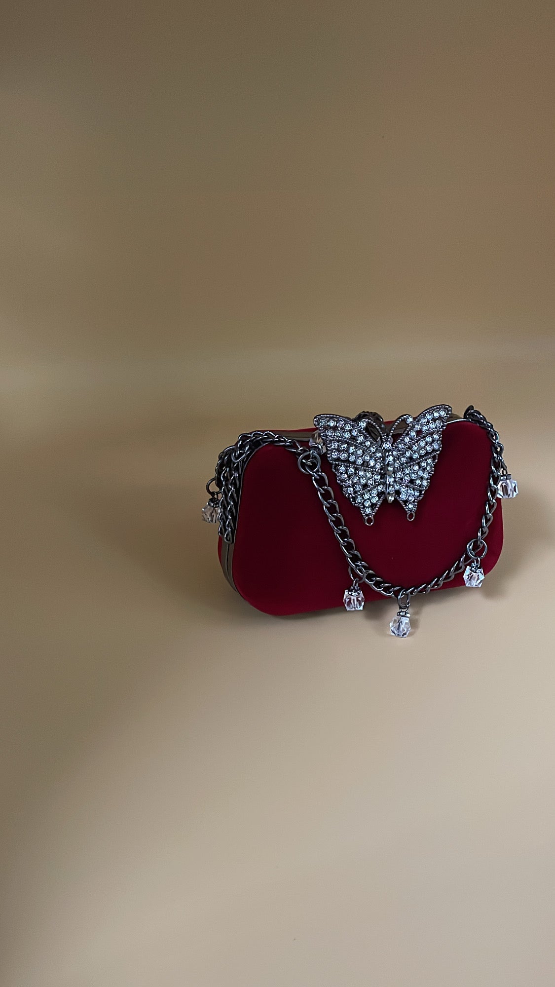 Crystal Butterfly Charm Clutch