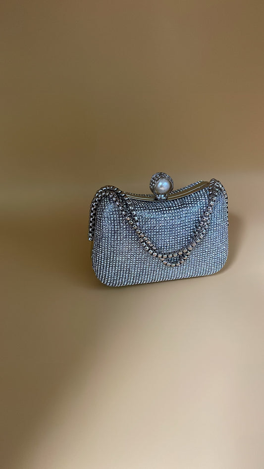 Silver Crystal Evening Clutch