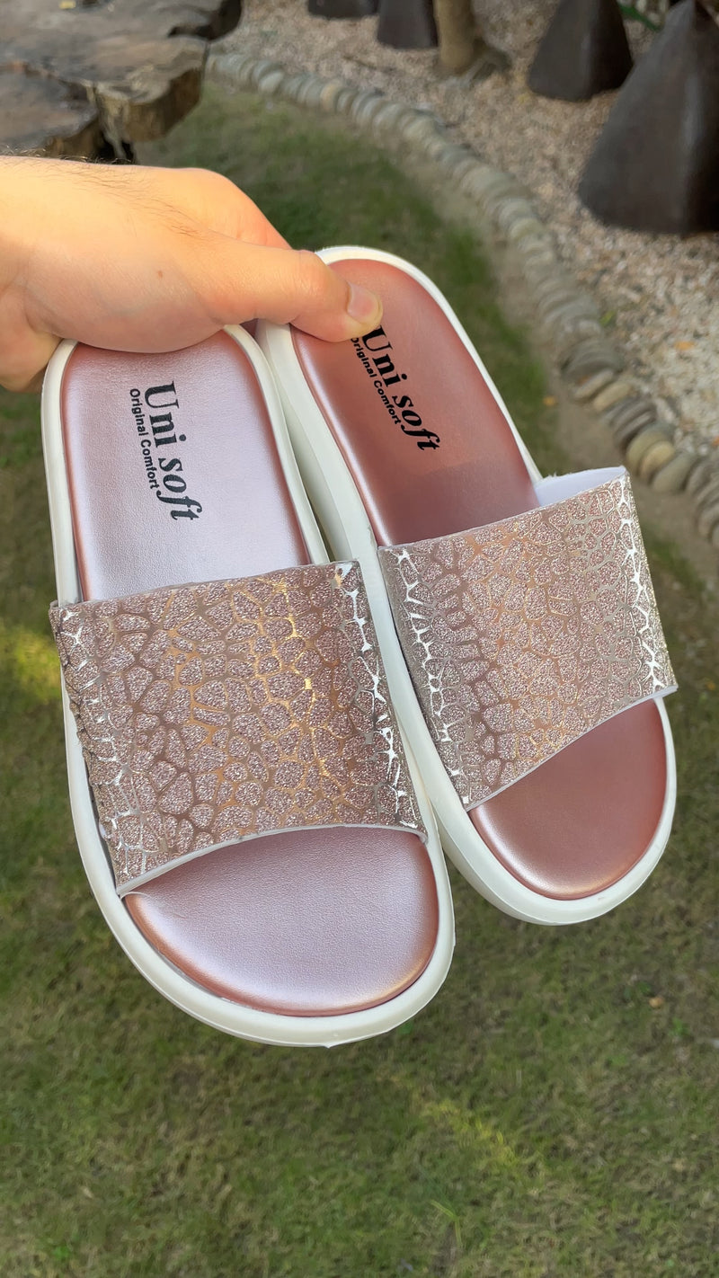 Rose Gold Comfort Slides