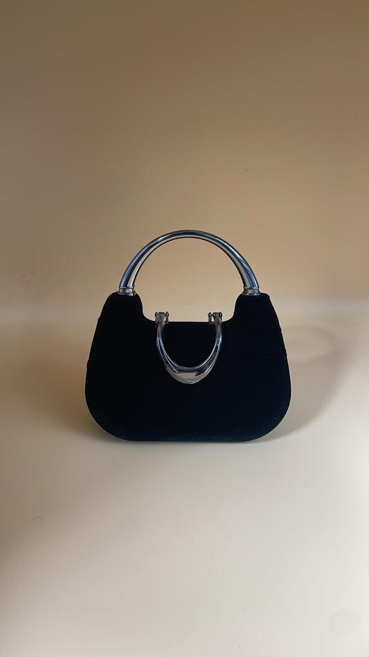 Midnight Aura – Black Velvet Clutch