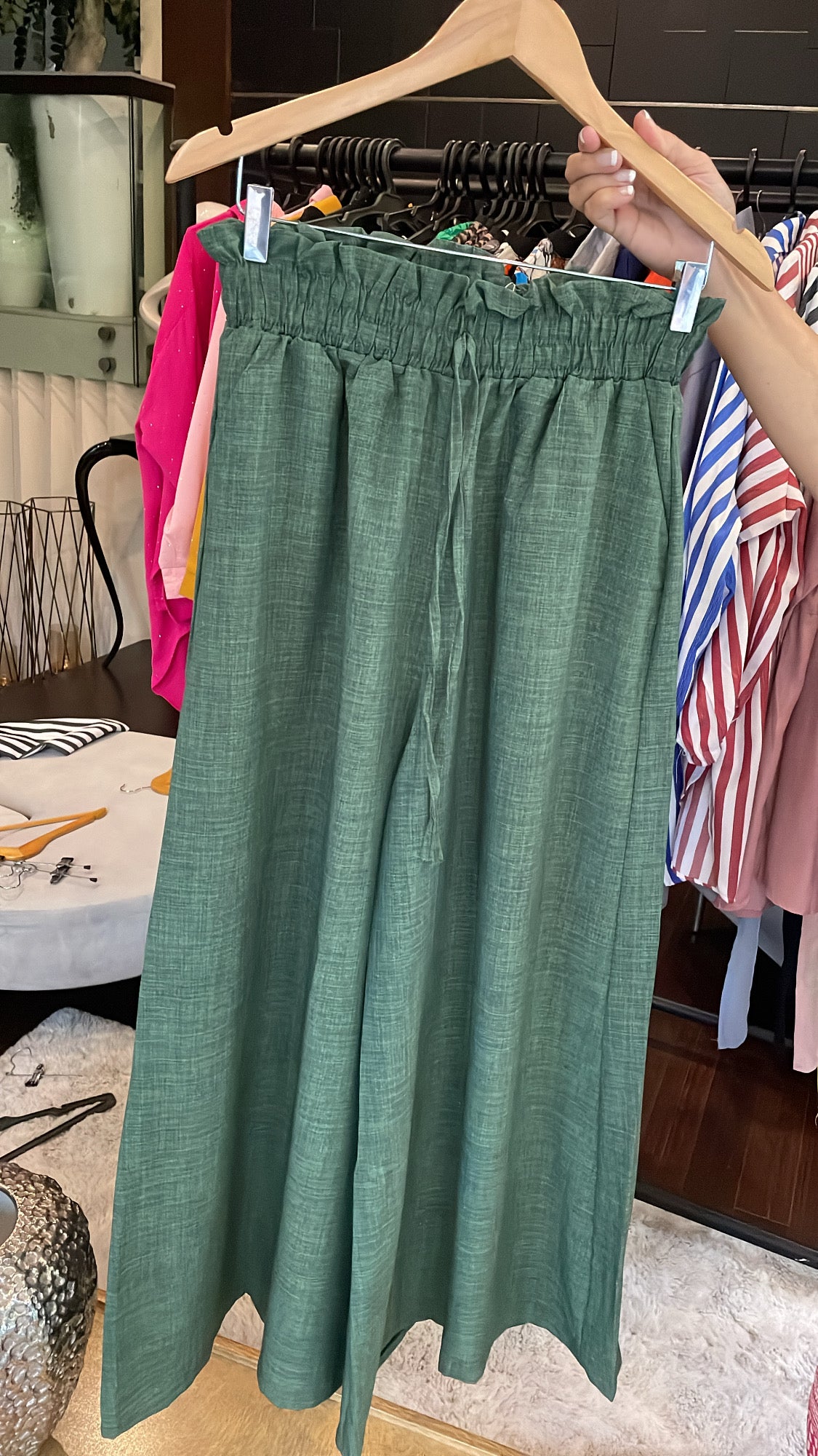 Mocha Wide-Leg Paperbag Pants