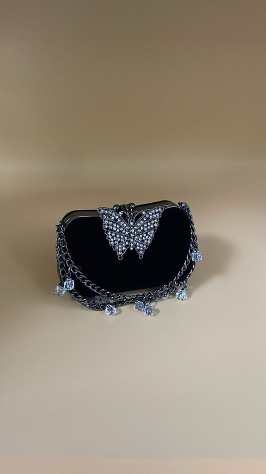Crystal velvet Wing clutch