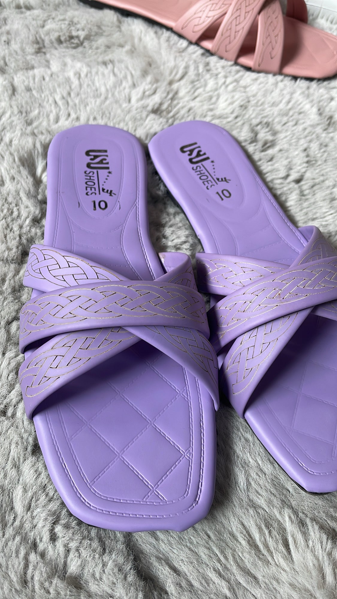 Lavender Cross-Strap Flats