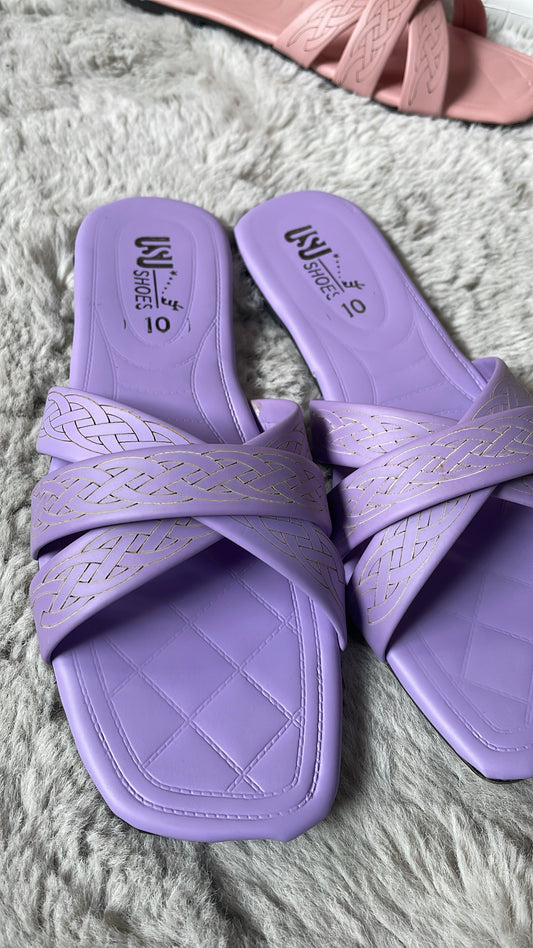 Lavender Cross-Strap Flats