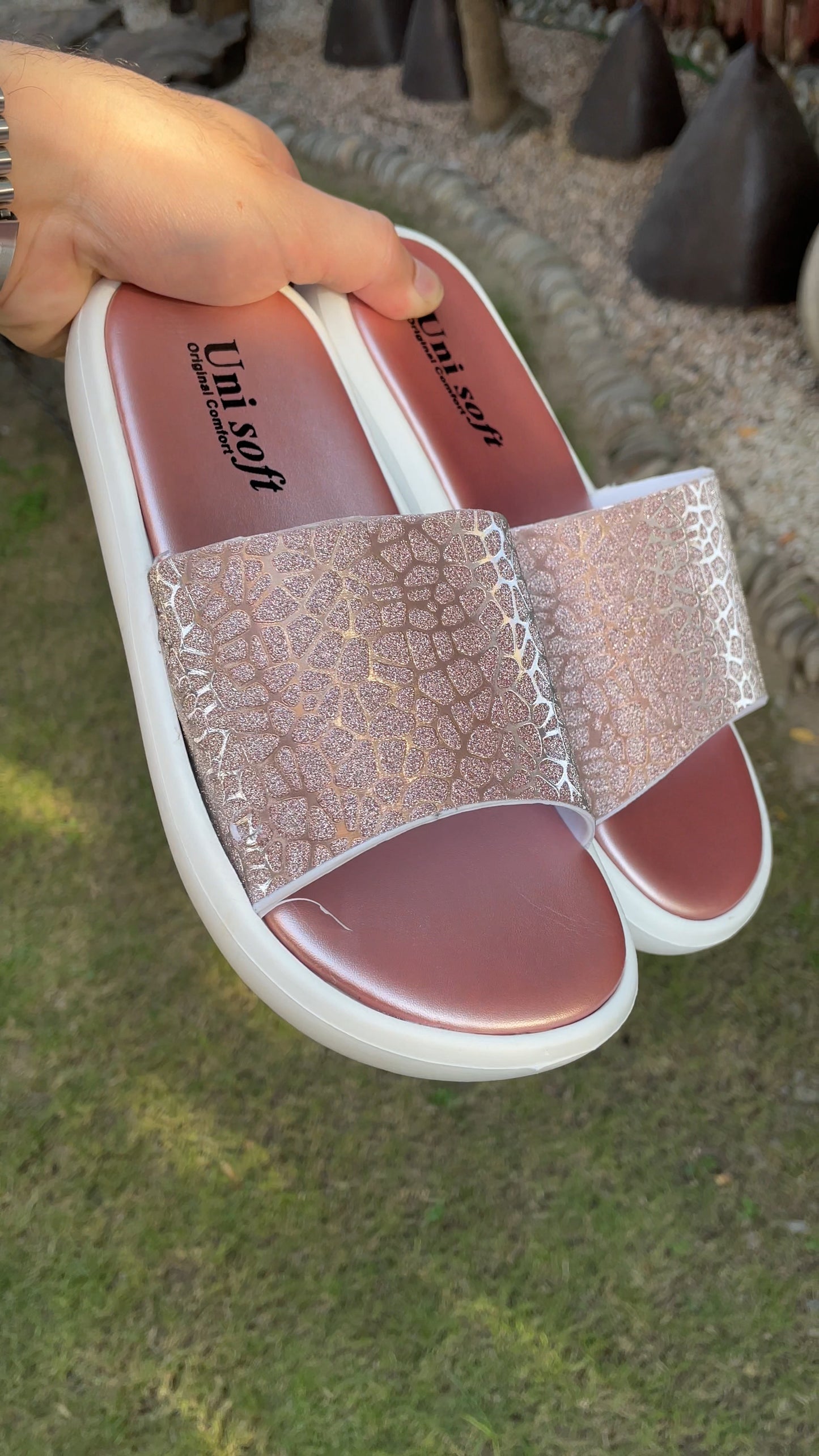 Rose Gold Comfort Slides
