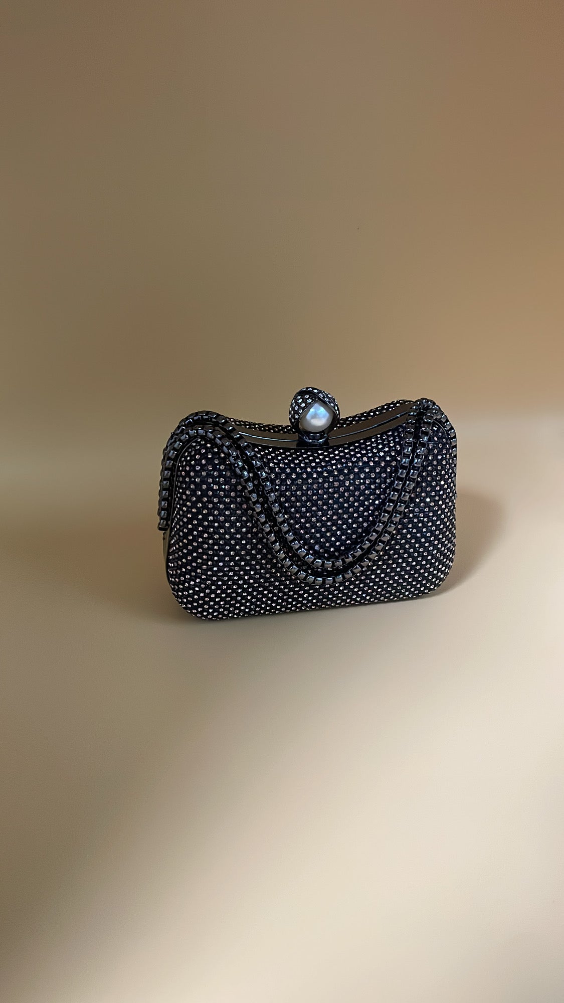 Black Crystal Studded Clutch
