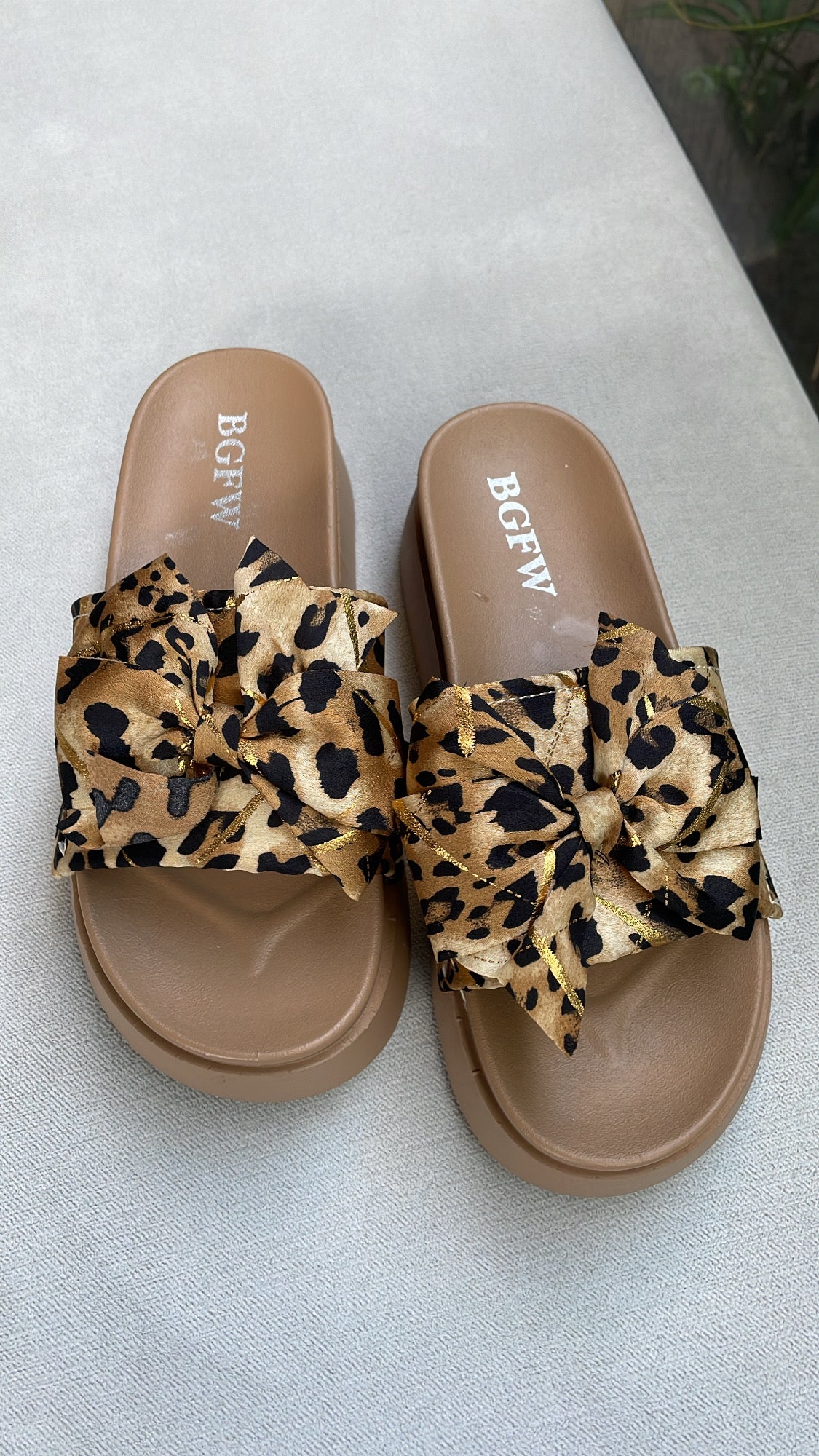 Leopard Bow Slip-On Slippers