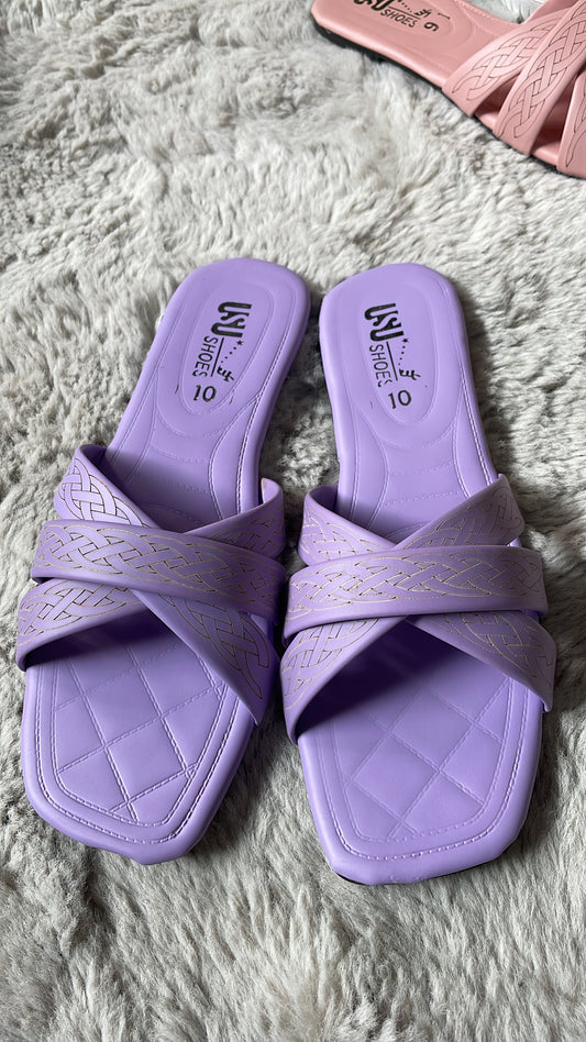 Lavender Cross-Strap Flats