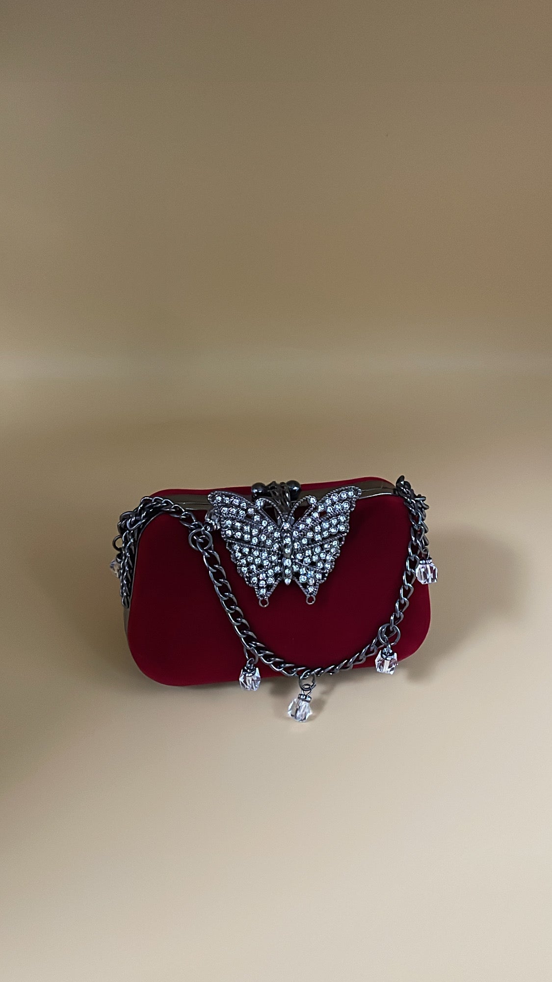 Crystal Butterfly Charm Clutch