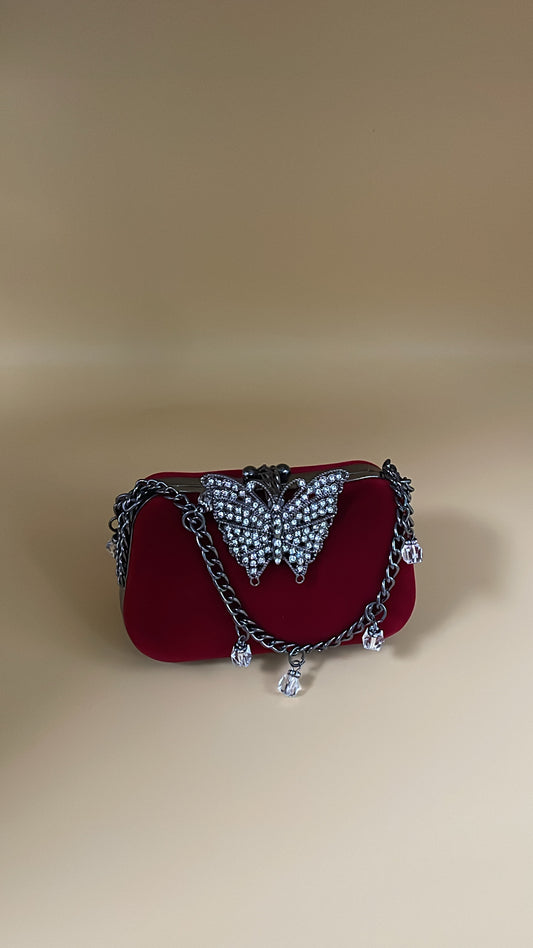 Crystal Butterfly Charm Clutch