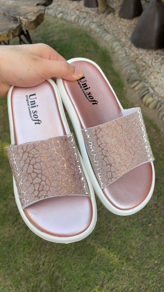 Rose Gold Comfort Slides
