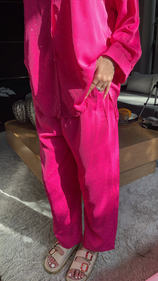 Polka Dot Grip Co-ord Set – Dark Pink