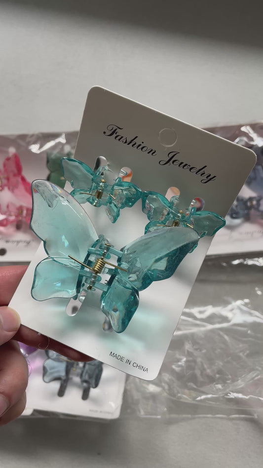 Chain Chic Butterfly Hair Claw – Seagreen (3 clips inside )