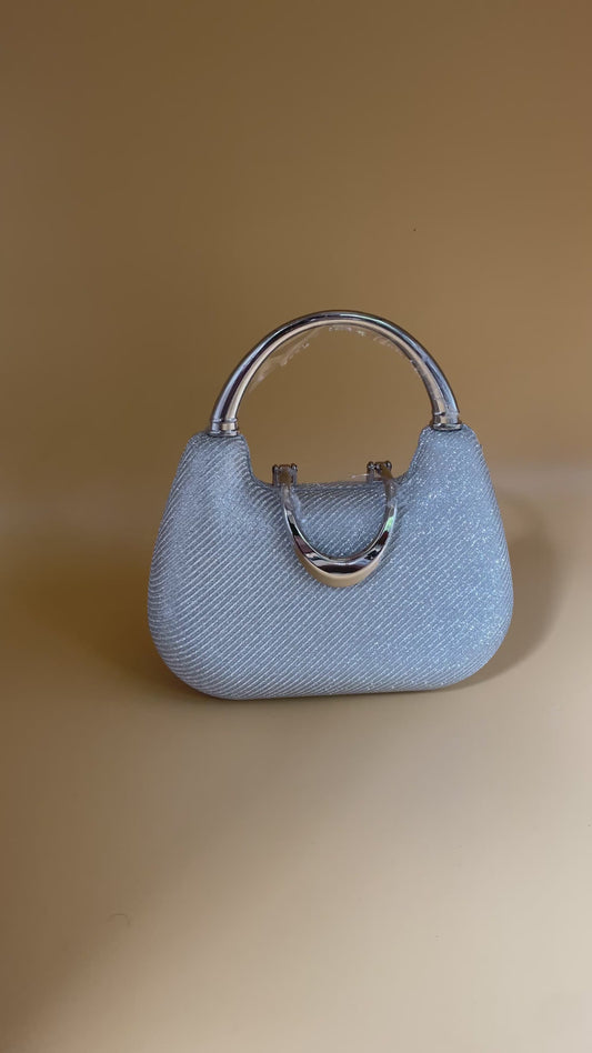 Crystal Glow – Silver  Clutch